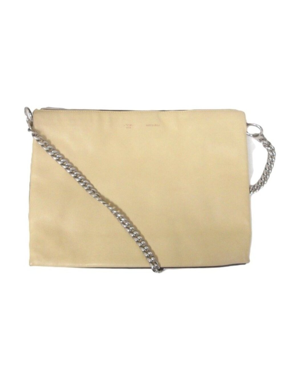 Celine Soft Trio Lambskin Chain Shoulder Bag Leather Yellow Beige
